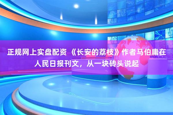 正规网上实盘配资 《长安的荔枝》作者马伯庸在人民日报刊文，从一块砖头说起